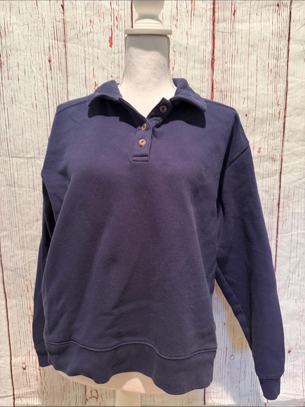 PINK Victoria's Secret Navy Blue Button Polo Sweatshirt